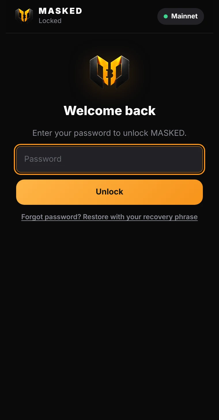 Lock screen asking for the password